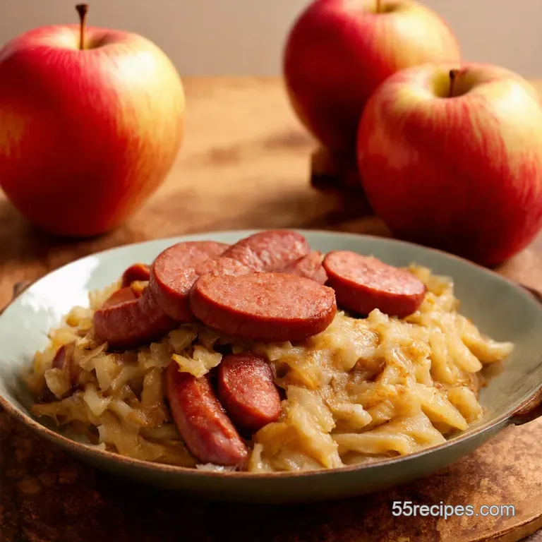 Onepan Polish Comfort Kielbasa with Sauerkraut and Apples presentation