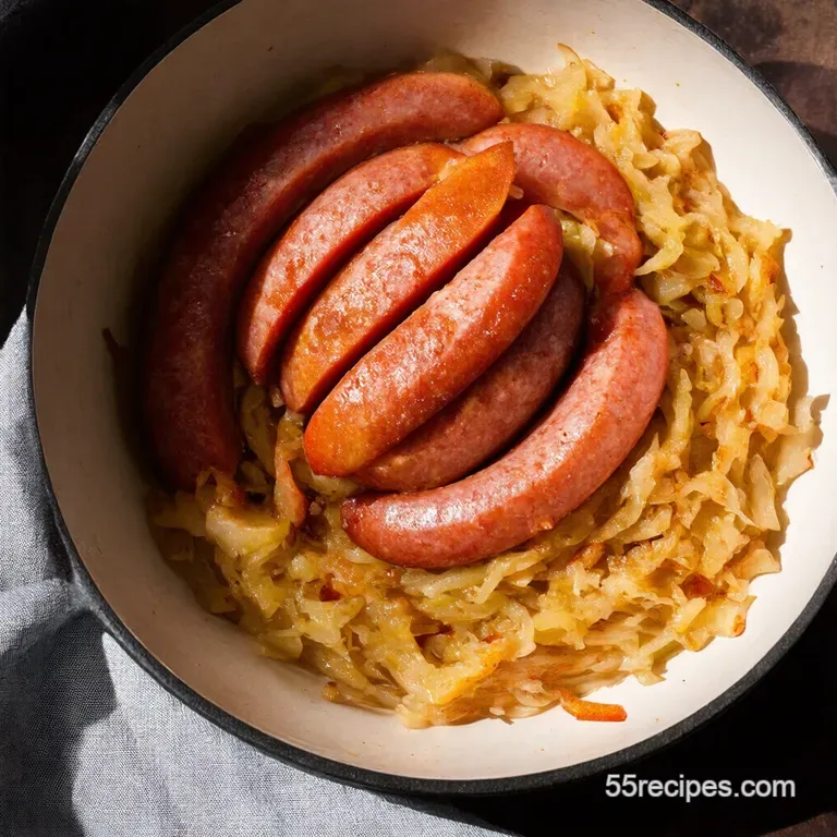 OnePan Polish Comfort Kielbasa with Sauerkraut and Apples