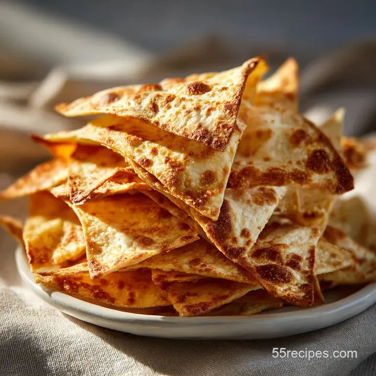 Pile of warm tortilla chips in a rustic bowl, sprinkled with coarse salt and herbs. Close-up shot; looks crunchy and invit...