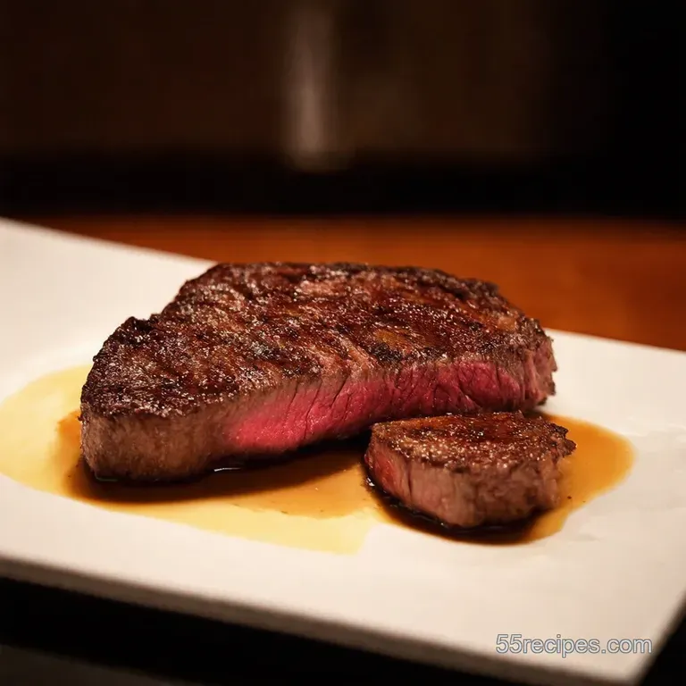 Panseared Petite Sirloin with Garlicherb Butter presentation