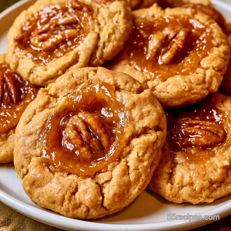 A stack of golden-brown cookies on a white ceramic platter, garnished with a dusting of powdered sugar.