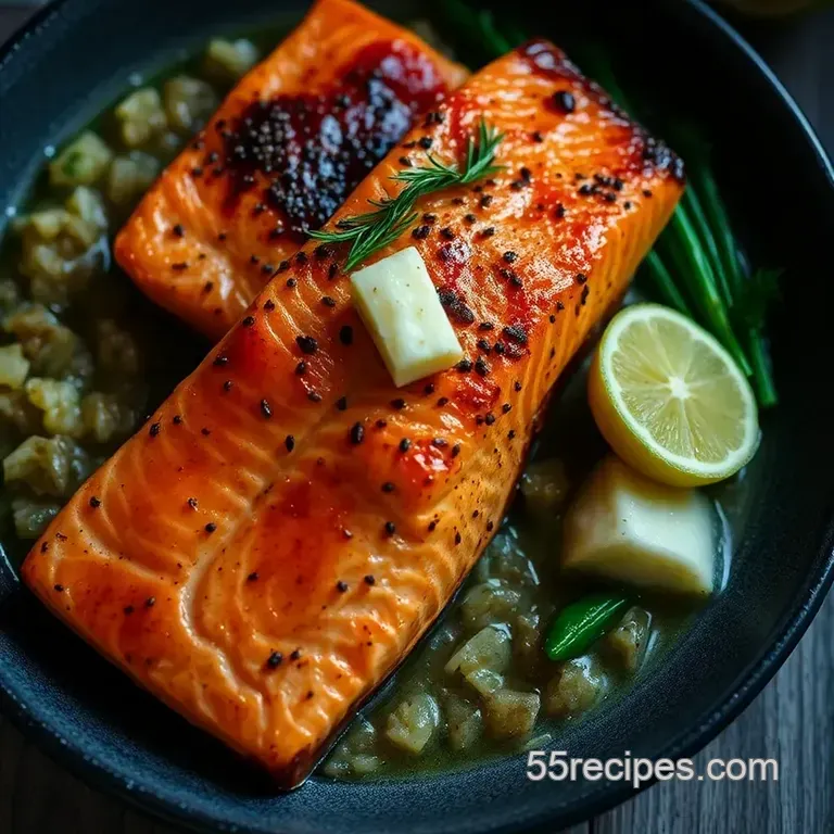 Perfectly Pan-Seared Coho Salmon with Lemon-Dill Butter presentation