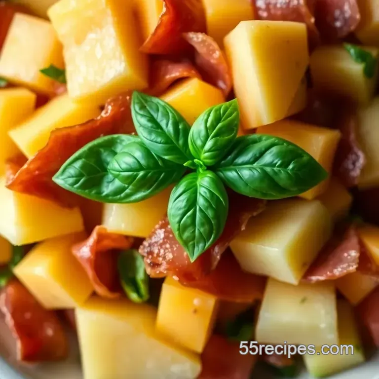 Prosciutto & Melon Salad with Balsamic Reduction presentation
