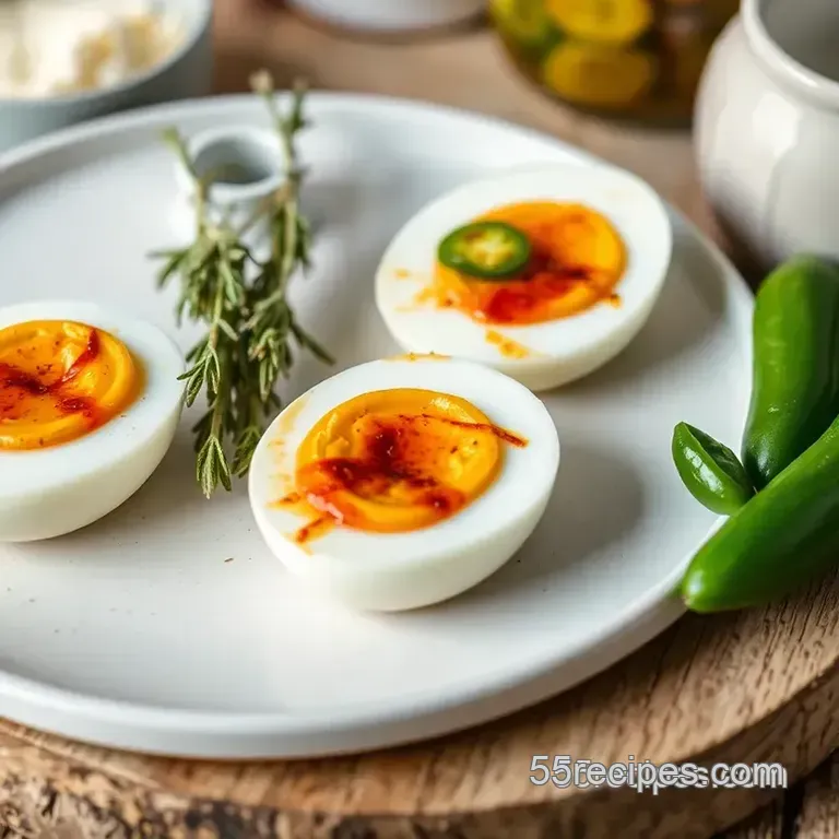 Quick Pickled Eggs with Spicy Jalapeño Flavor presentation