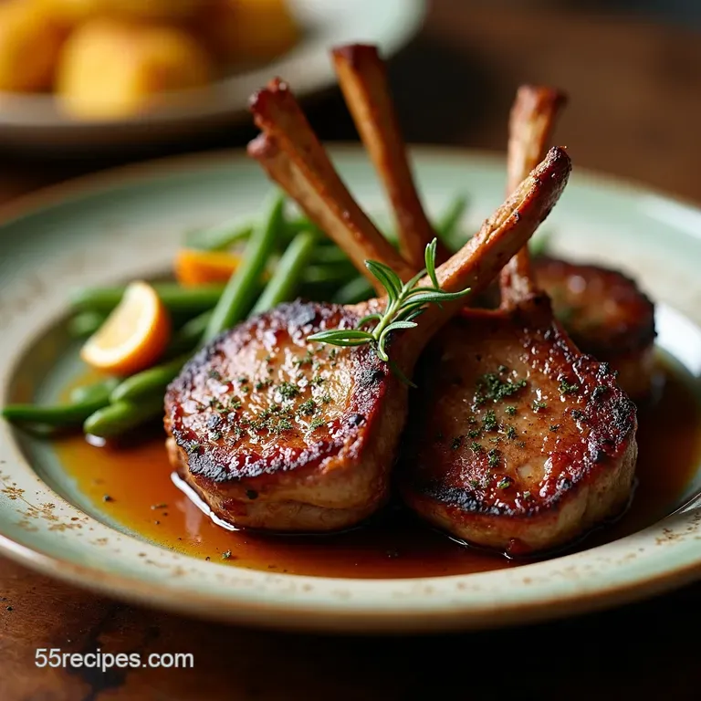 Rustic Lamb Shoulder Chops with Rosemary Garlic presentation