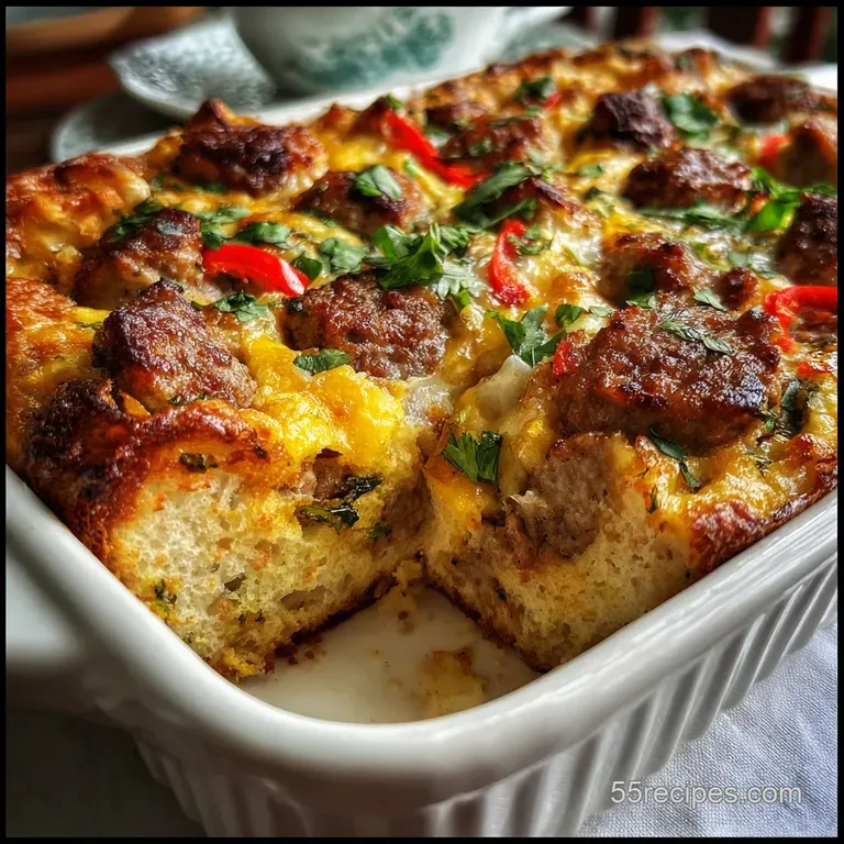 Sausage Breakfast Casserole with Bread: Velvety