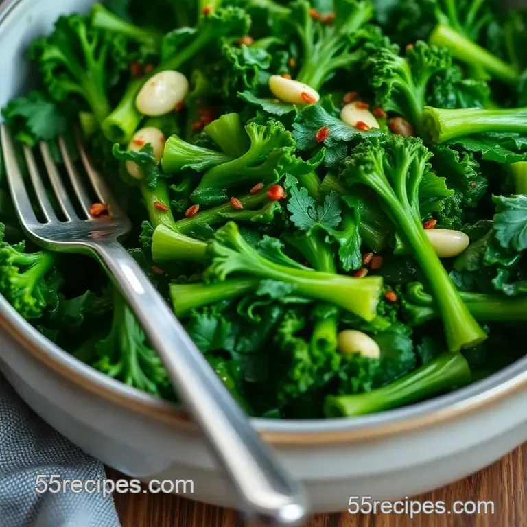 Sautéed Broccoli Rabe with Garlic and Chili Flakes presentation