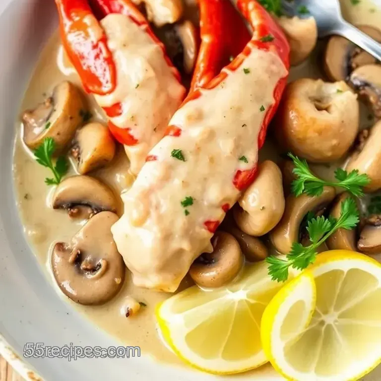 Sautéed Langostinos in Creamy Mushroom Gravy presentation