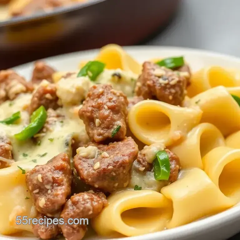 Sear Cheesesteak Tortellini in Creamy Sauce