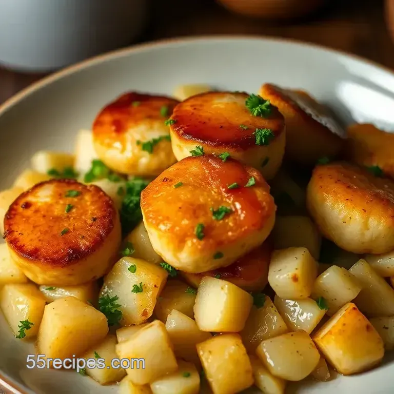 Seaside Delight: Fishcakes and Scallops Stir Fry with Ginger-Soy Glaze