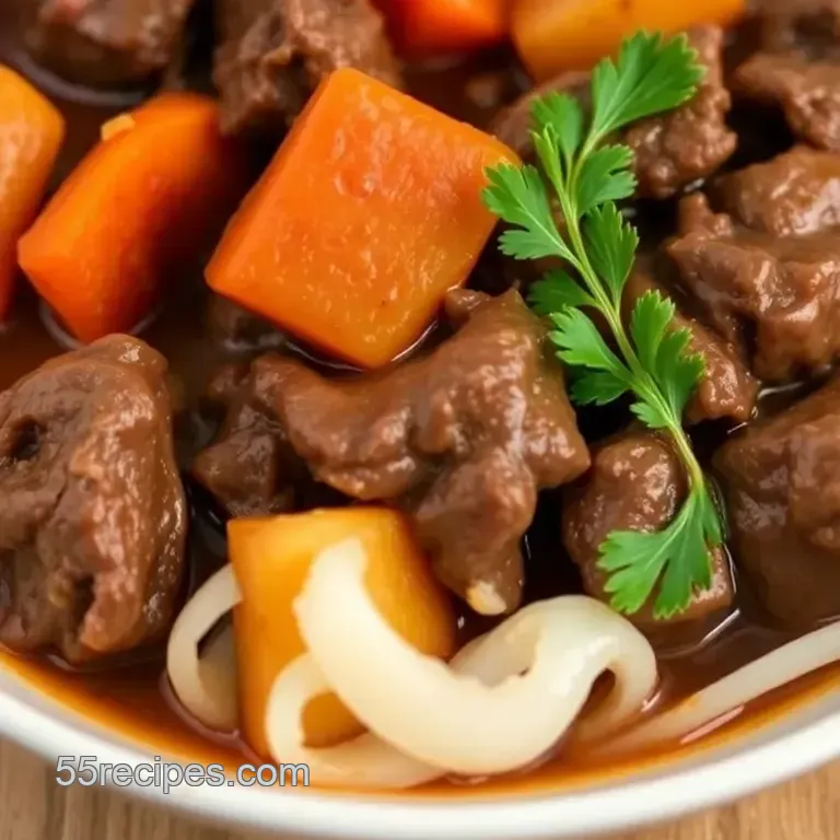 Simmered Beef Stew with Guinness Flavor presentation