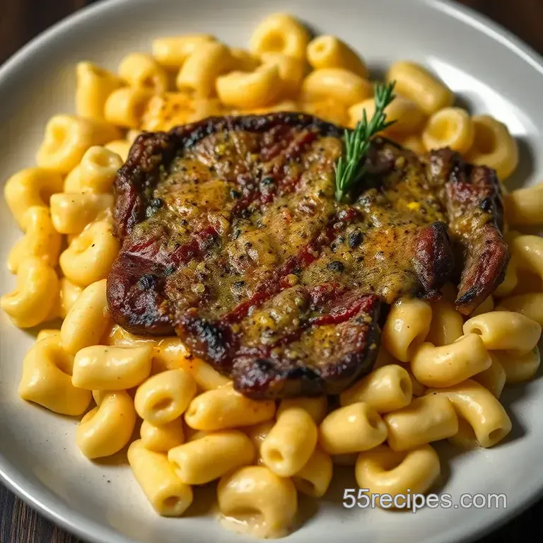 Sizzling Steak with Creamy Mac & Cheese: a Comfort Food Classic presentation