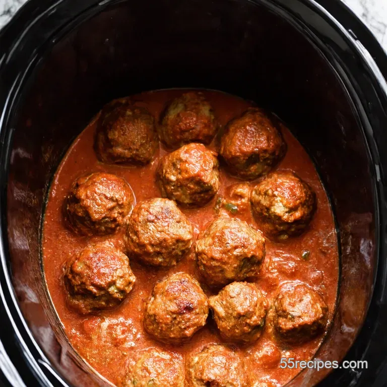 Slow Cooker Sunday Gravy Meatballs Perfect for a Crowd presentation