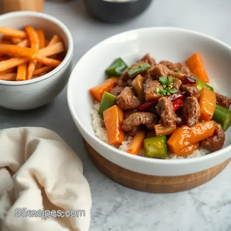 My Easy Stir Fry Pepper Beef with Crunchy Veggies presentation