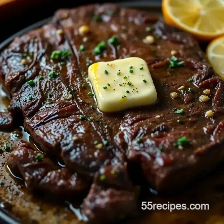 Succulent Shell Steak with Garlic Herb Butter presentation