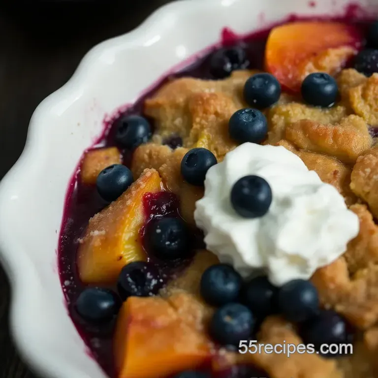 Summer Peach and Blueberry Cobbler Delight presentation
