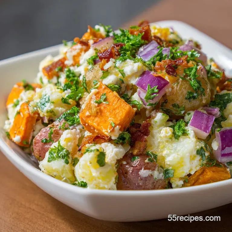Potato Salad with Sweet Potatoes: Roasted