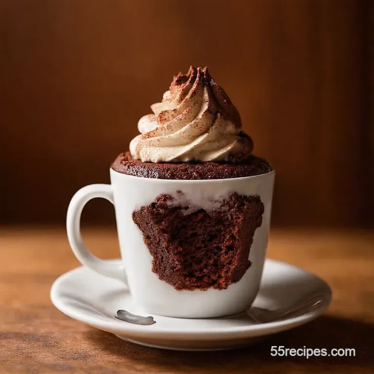 The Lazy Bakers Delight Chocolate Fudge Cake in a Cup presentation