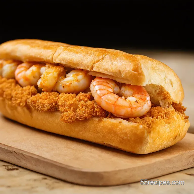 The Ultimate Crispy Fried Shrimp Poboy presentation