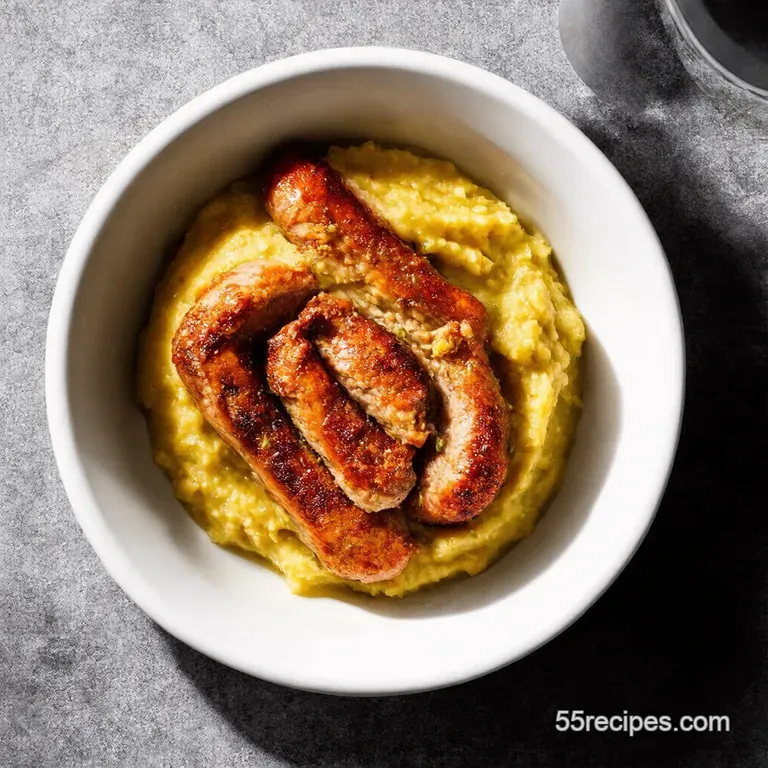 Turkey Herb Bangers with Sweet Potato Mash Cider Gravy