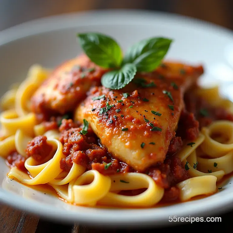 Creamy SunKissed Tuscan Chicken Thigh Ragu with Fresh Pappardelle