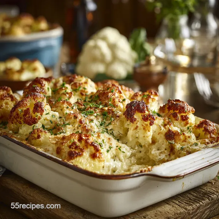 The Ultimate Creamy Threecheese Cauliflower Gratin presentation