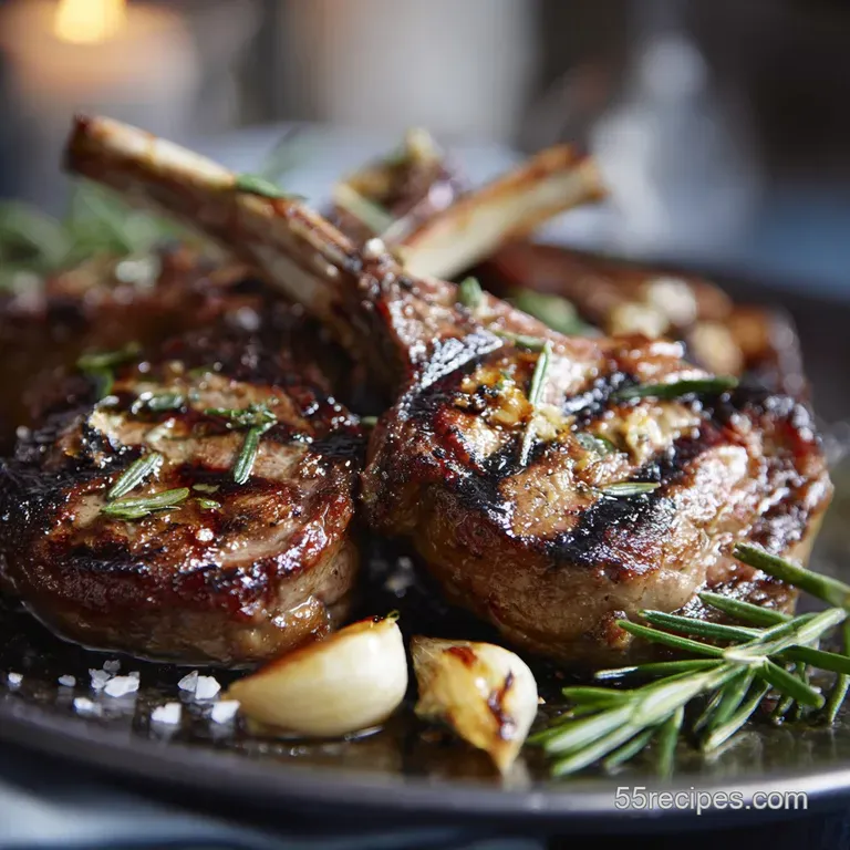 The Ultimate Grilled Lamb Chops with Garlicrosemary Crust presentation