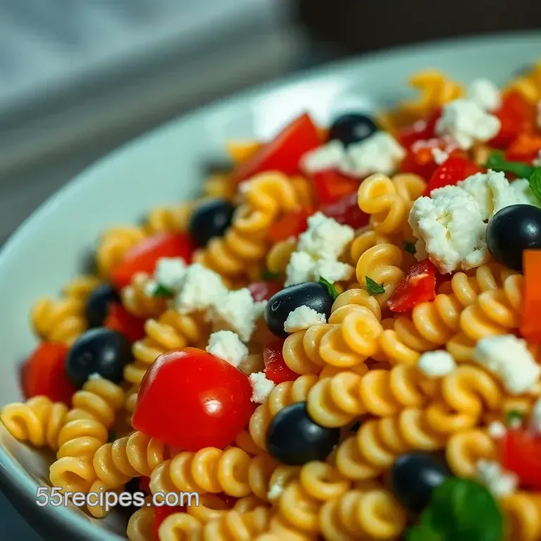 Vibrant Rotini Pasta Salad with Fresh Veggies and Herb Vinaigrette