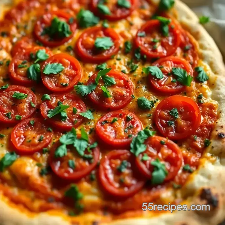 Vibrant Sweet Tomatoes &amp Chimichurri Pizza: A Fusion Delight presentation