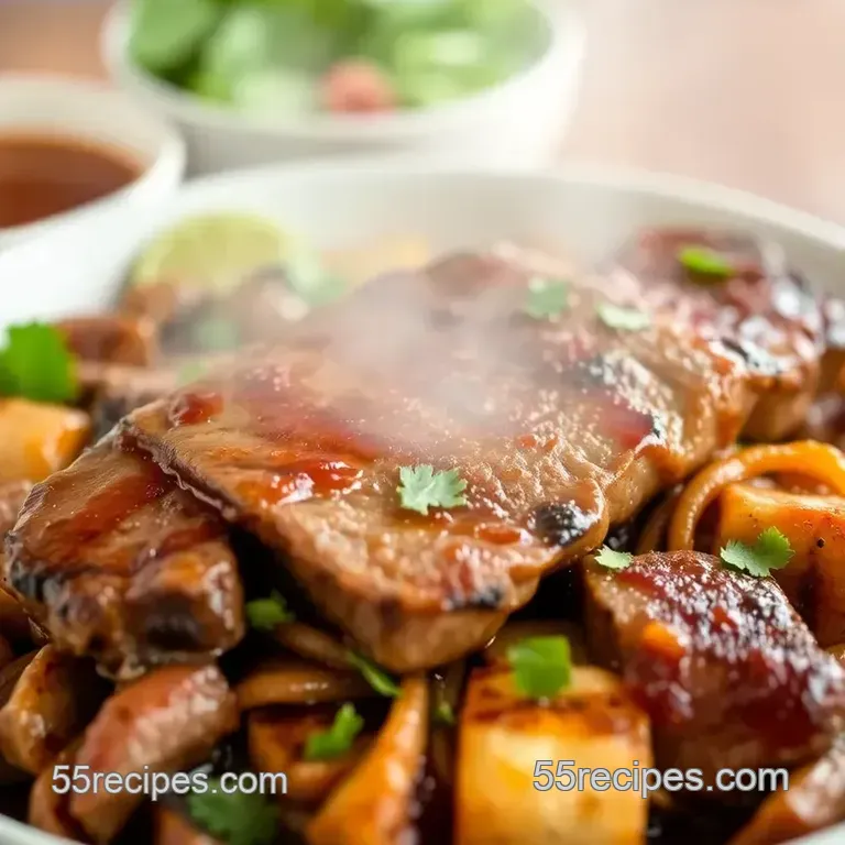 Vietnam Pho Saigon Grilled Steak with Egg Roll presentation