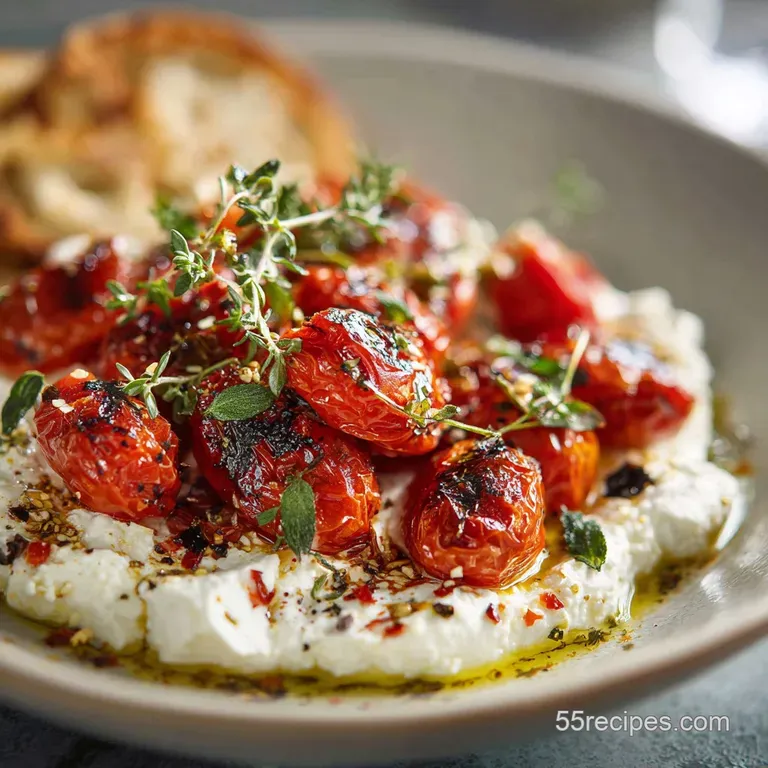 Feta Cheese Dishes Creamy Whipped Feta Dip with Spicy Roasted Tomatoes presentation