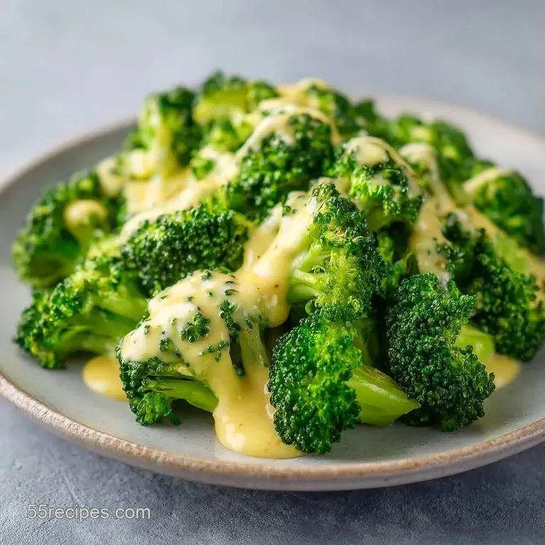 Pale green creamy dip in a rustic bowl paired with crisp broccoli spears and a bright slice of fresh lemon.