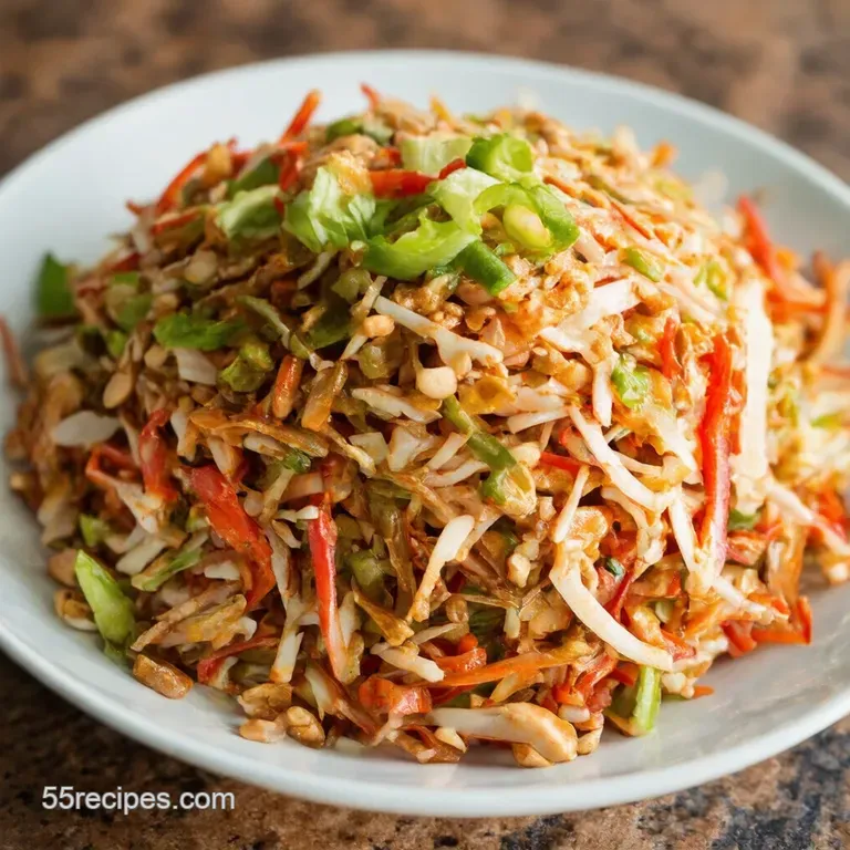 Zesty Asian Slaw with Peanut Dressing presentation