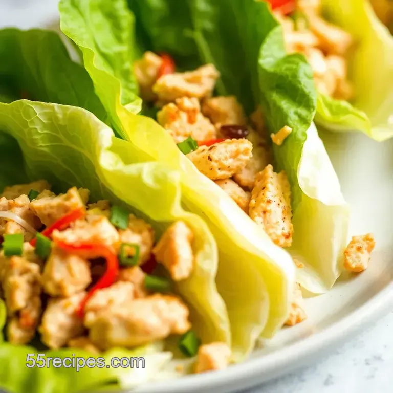 Zesty Chicken Lettuce Wraps with Peanut Sauce presentation